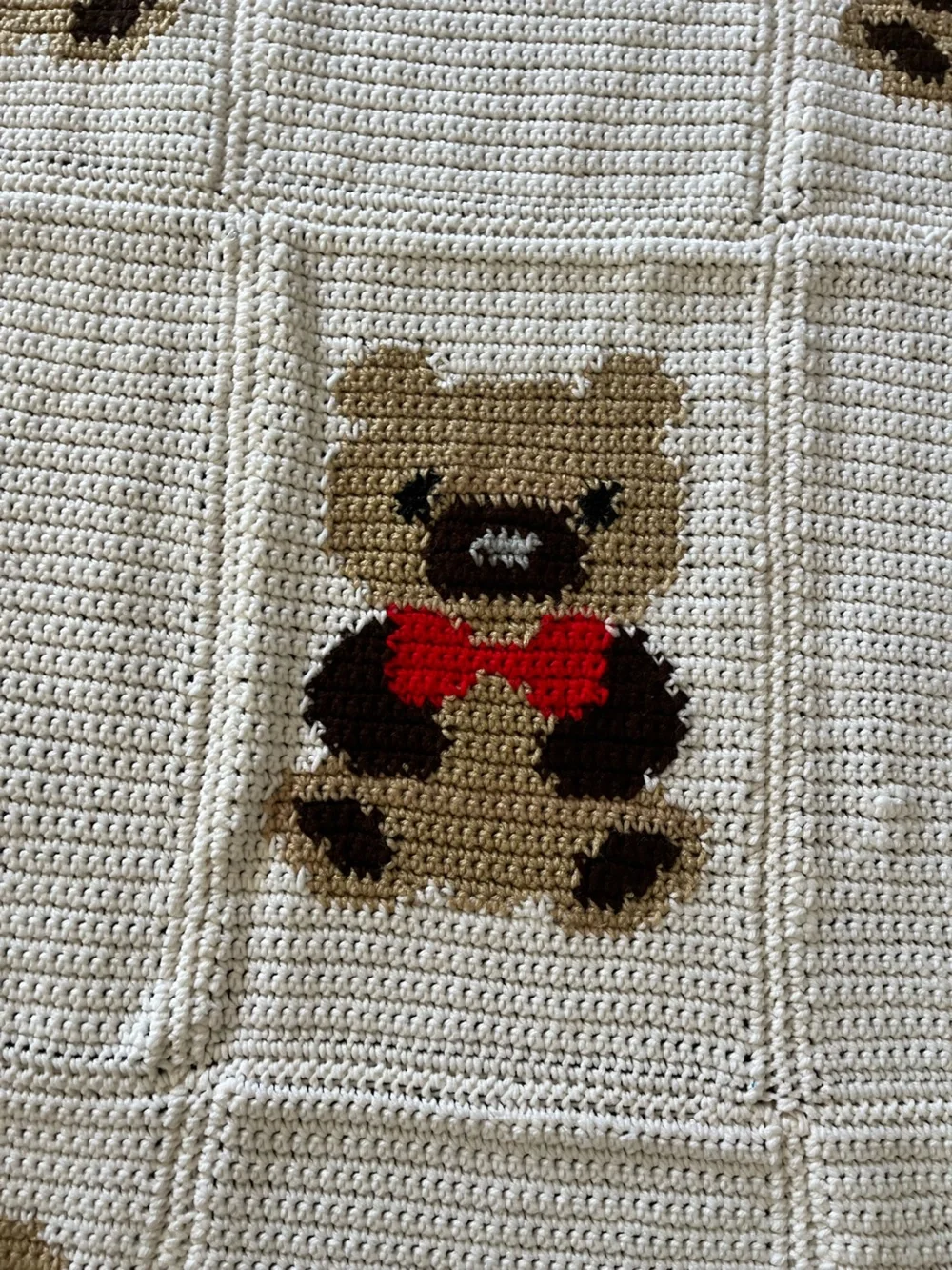Teddy Bear Bow tie crochet blanket baby toddler cute kawaii sweet adorable 🐻